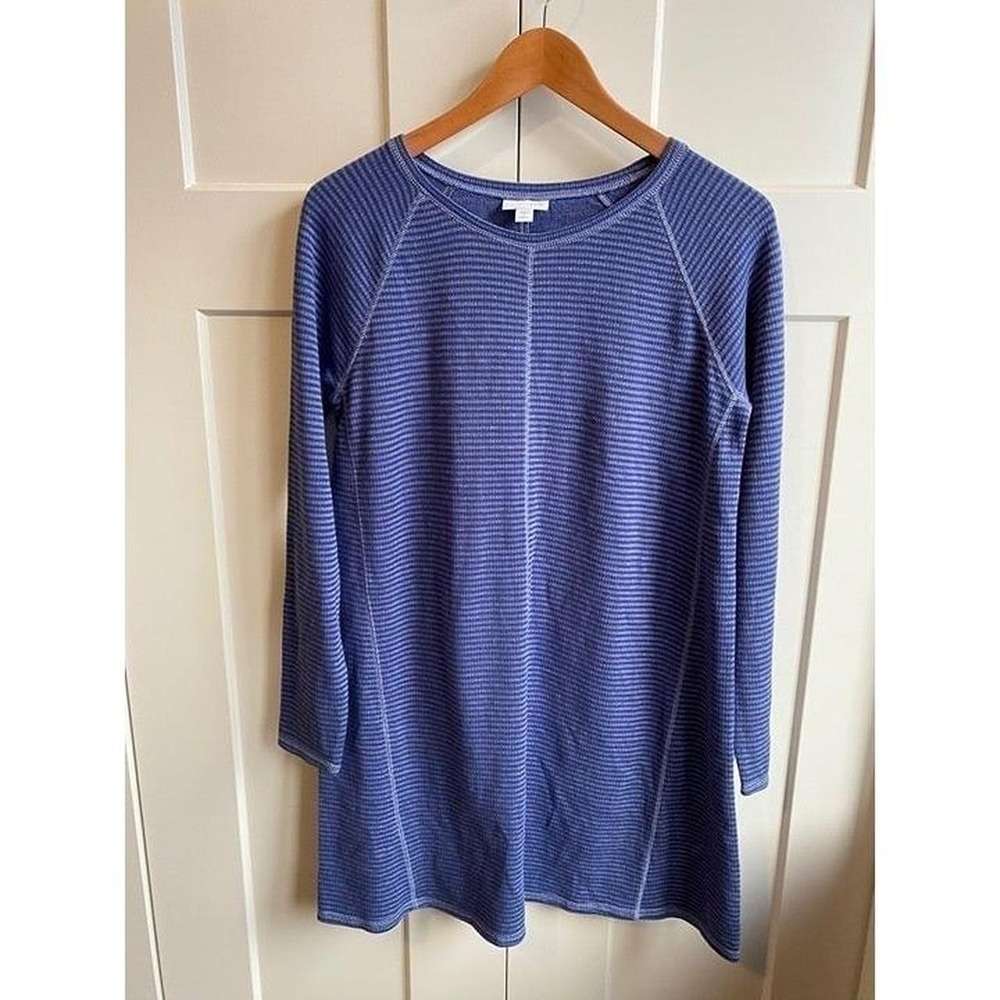 J Jill Tunic Dress Long Sleeve Knit Cotton Blend Small Petite Blue Comfy s1